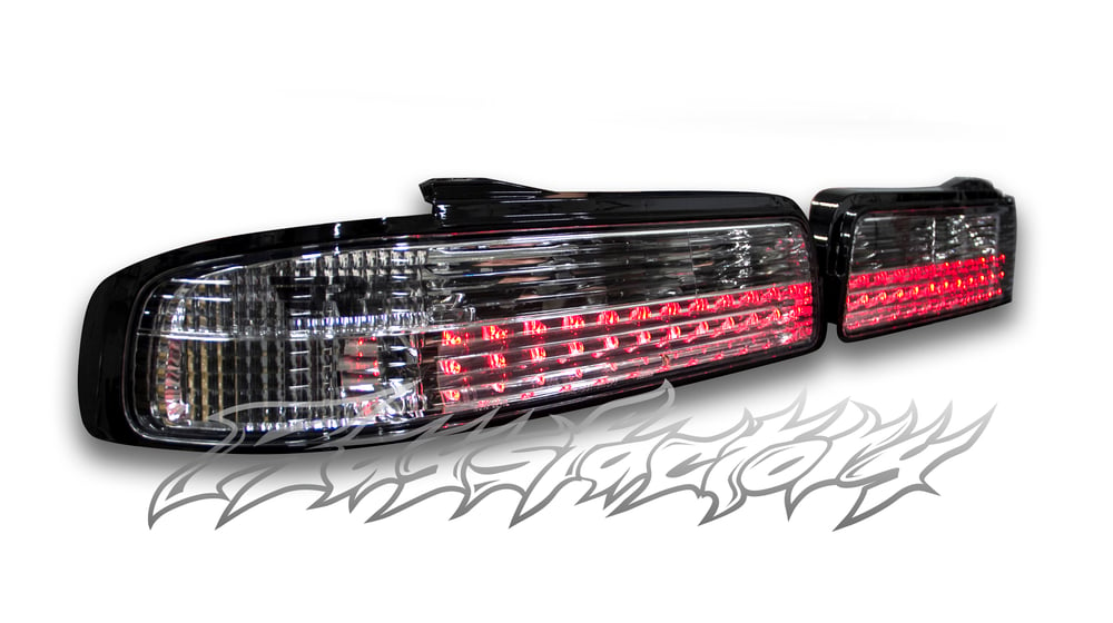 Image of Nissan S13 Silvia (1989-1994 Nissan 240sx Coupe) All Clear Tail Lights LED CHROME HOUSING
