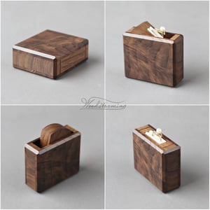 Image of Square rotating ring display box, secret proposal box in walnut