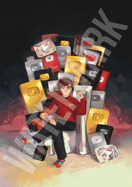 Image of JackSucksAtLife SIGNED A3 Play Button  Throne Poster