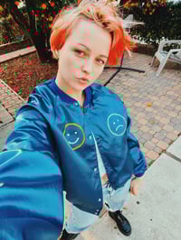 Image 4 of mood swings blue satin baseball jacket