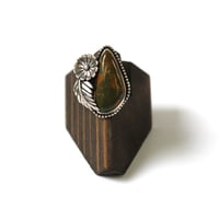 Image 1 of Turquoise Floral Sterling Silver Ring - Size 6.5