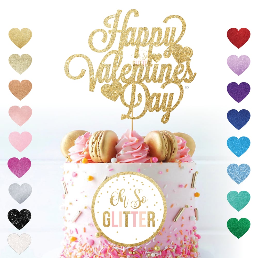 Image of Happy Valentines Day hearts Cake Topper