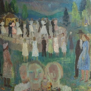 Image of 1941, Swedish Oil Painting, 'The Dance Floor,' Nils Öst