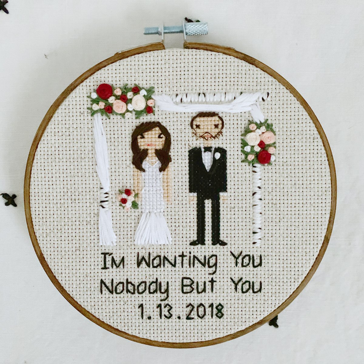 Image of Wedding Cross Stitch Family Portrait