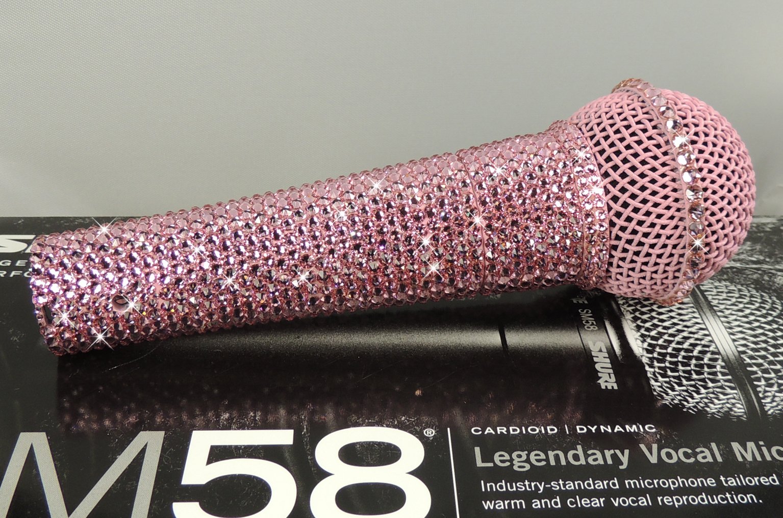 Personalised Shure SM58 Wired Vocal Mic in Baby Pink Crystals ...