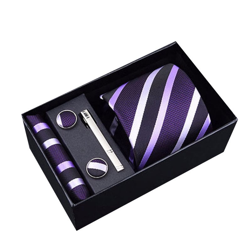 Image of Premium Striped Purple Tie Set