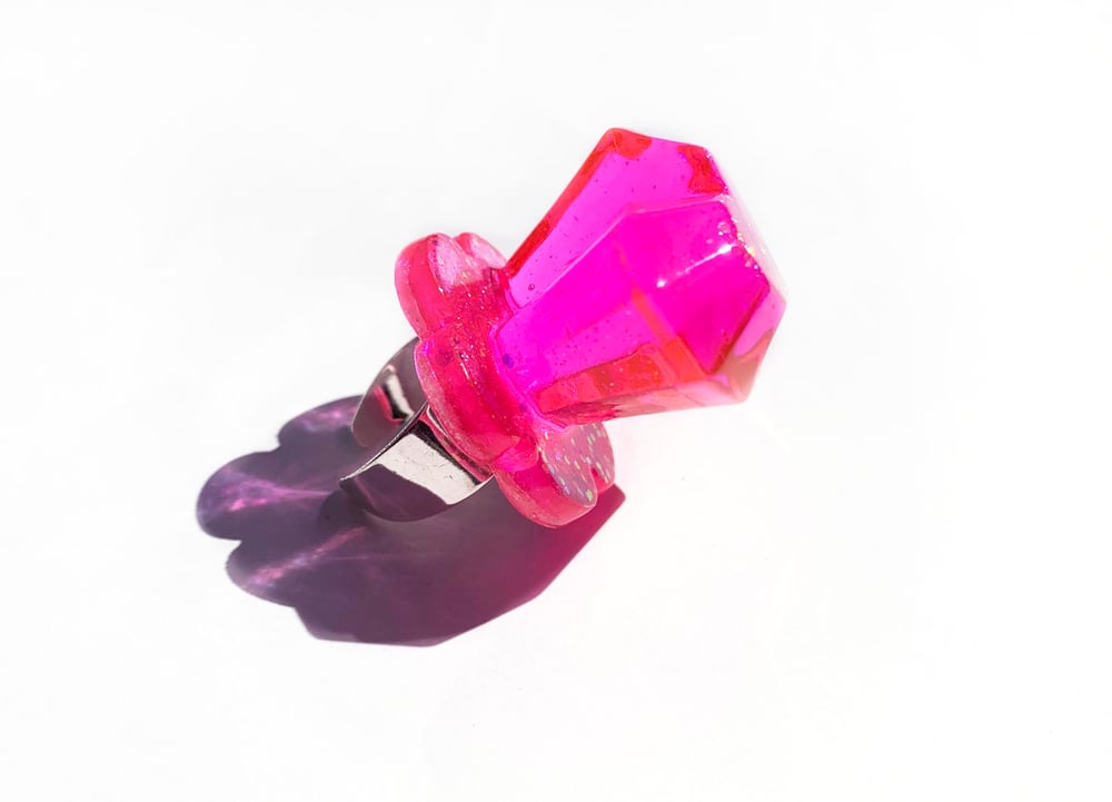 Image of Neon Pink Heart Pop Ring