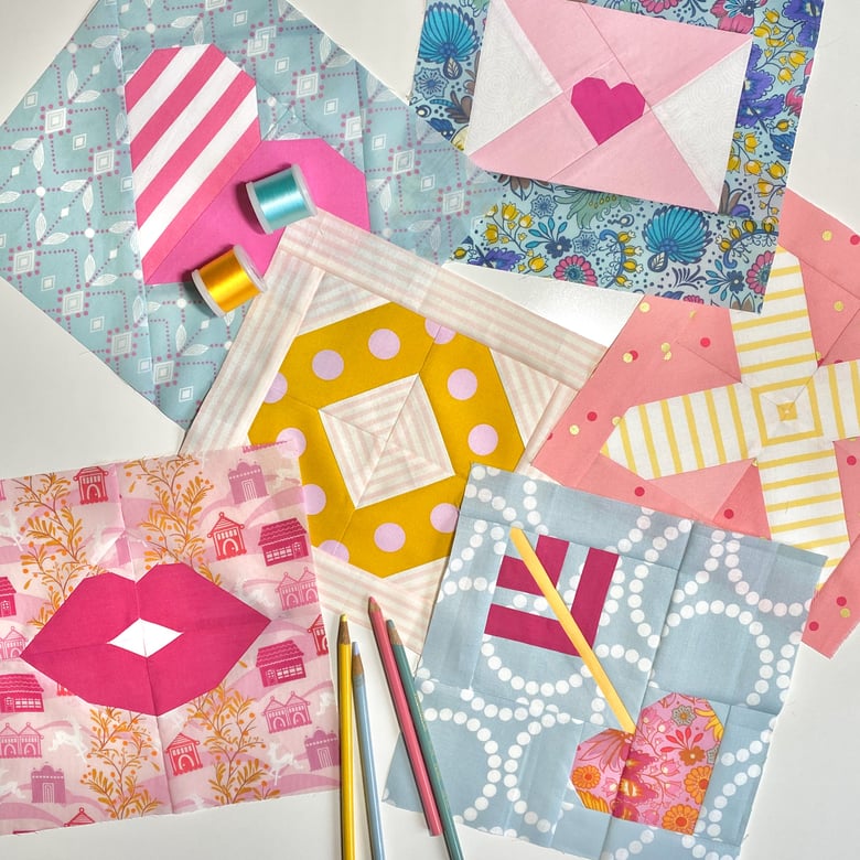 Image of Be My Valentine Quilt Block Patterns - 8" x 8"