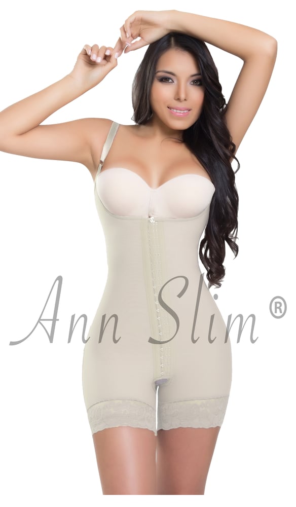 Ann Slim 4302 Powernet Shapewear Mid Thigh Adjustable Thin Shoulder Straps