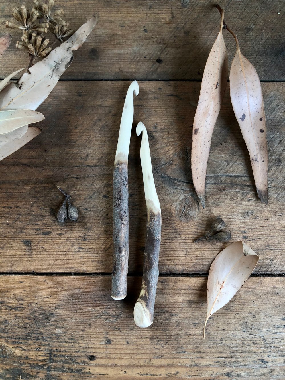 Image of size 6mm Australian Gum branch hand carved 'Bush Hook'