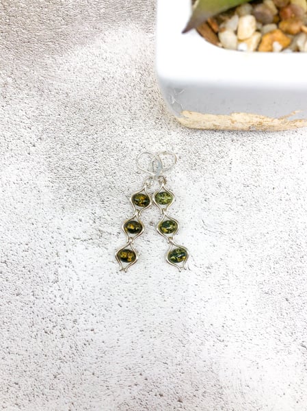 Image of Green Amber Earrings