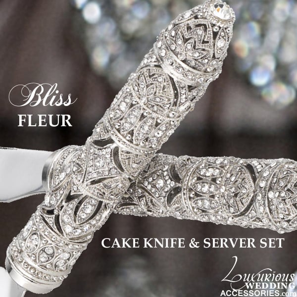 Wedding Cake Knife & Server Set | Mr. And Mrs. Champagne Flutes