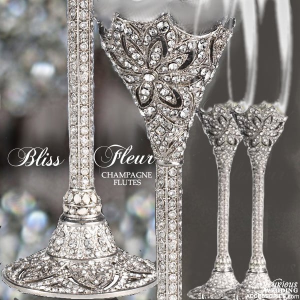 Image of Bliss Fleur Swarovski Crystal Champagne Flutes