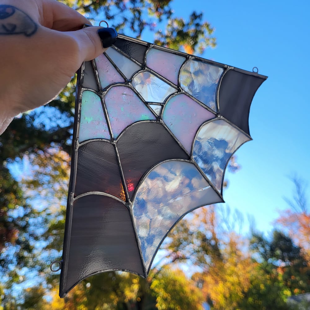 Stained Glass Corner Web Iridescent Version 2