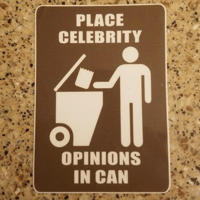 Brown Place Celebrity opinions in can sticker