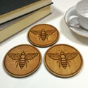 Engraved Bee Drinks Coasters - set of 4.
