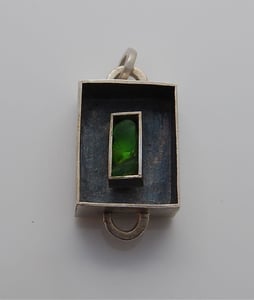 Image of Fine Silver Floating Box Pendant with Sea Glass