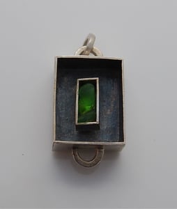 Image of Fine Silver Floating Box Pendant with Sea Glass