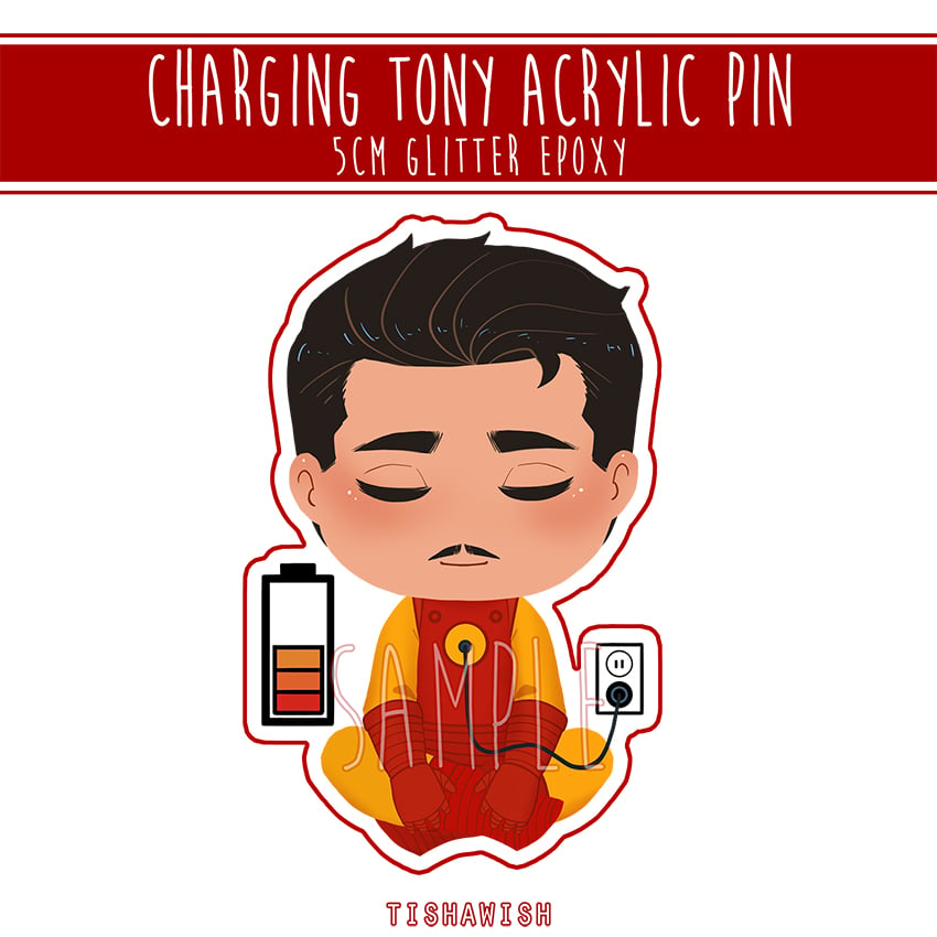 [Acrylic Pin] Charging Tony Glitter Acrylic Pin