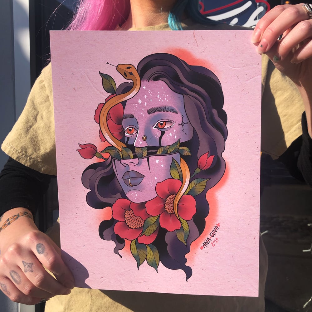 Image of Half Lady Face Print