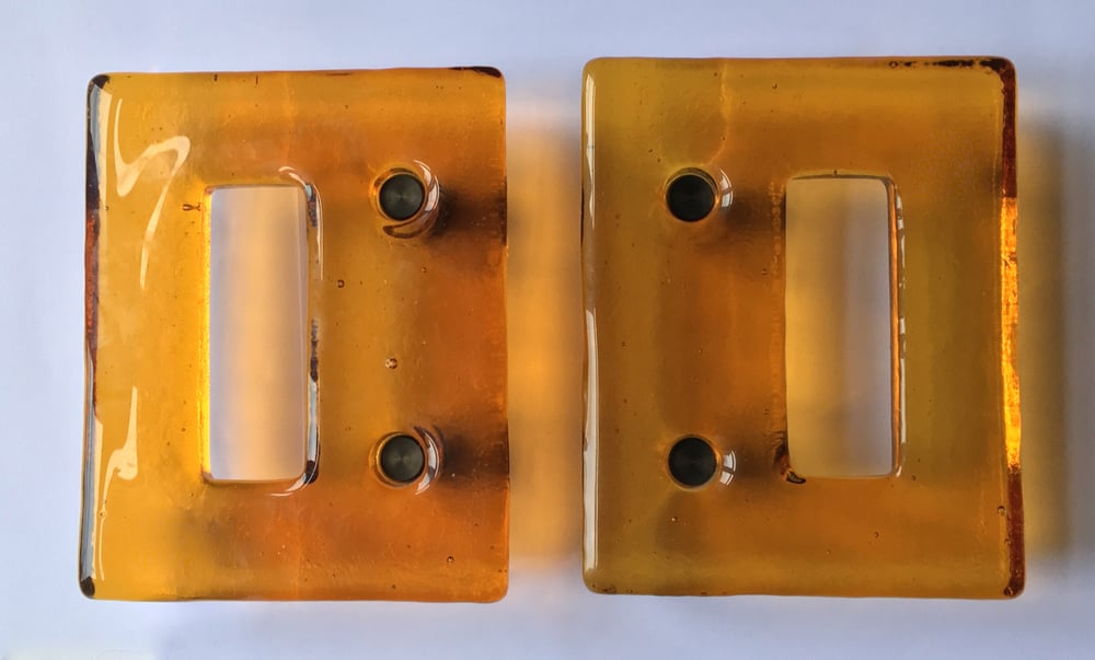 Image of Pair of Vintage Glass Door Handles with Cut-Out