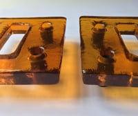 Image 4 of Pair of Vintage Glass Door Handles with Cut-Out
