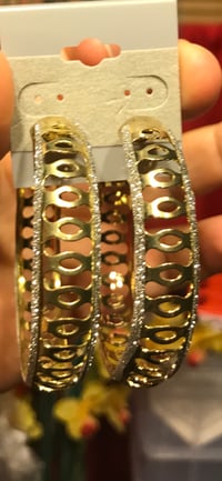 Women's Earrings Goldtone and Silver Glitter 