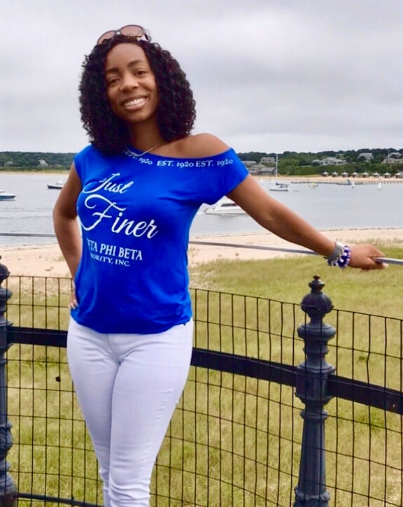 Image of Zeta Phi Beta Just Finer Off Shoulder Party Shirt