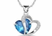 Image 1 of Blue Double Hearts necklaces 