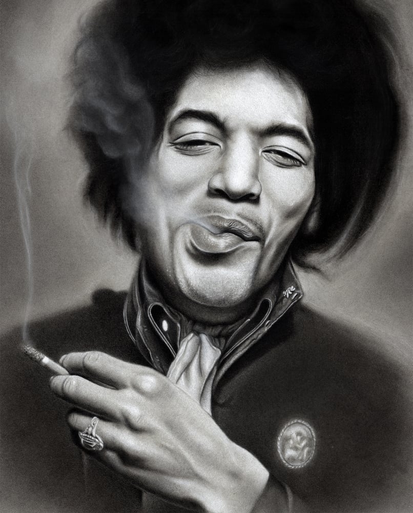Image of Jimi Hendrix charcoal drawing 