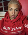 Red “WAVE GOD.” Hoodie