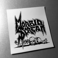Image 1 of MORBID SCREAM - LOGO 1 STICKER BLACK ON WHITE 4 X 4