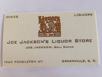 Image 1 of Joe Jackson's Liquor Store replica business card