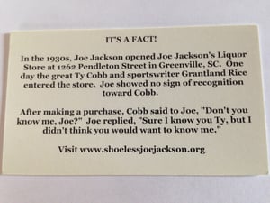 Image of Joe Jackson's Liquor Store replica business card