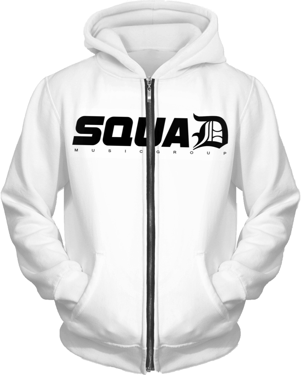 black squad white hoodie