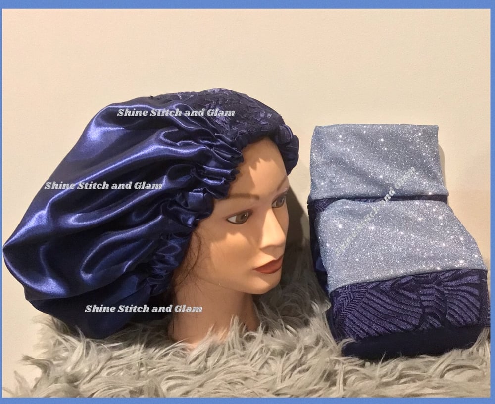 Image of  Satin Lined Bonnet and Pillow case Bundle