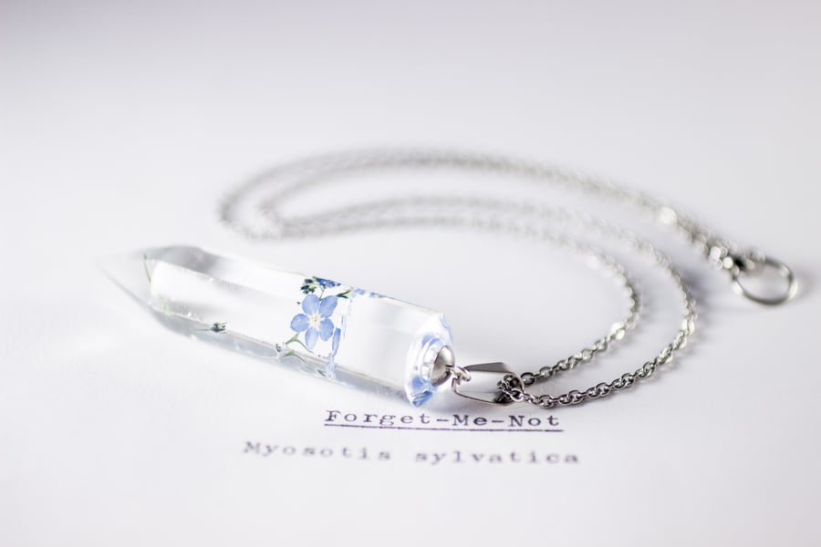 Image of Forget-Me-Not (Myosotis sylvatica) - Medium Crystalline Pendant #4