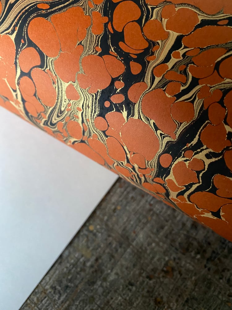 Russet orange base paper with gold and black vein | Jemma Lewis