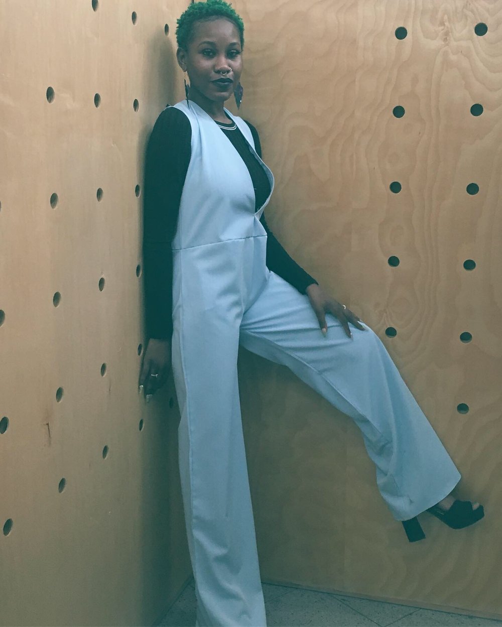 Image of Sevyn Dymonds pinstripe jumpsuit 