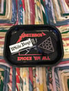 Triangle grinder With tray and papers 