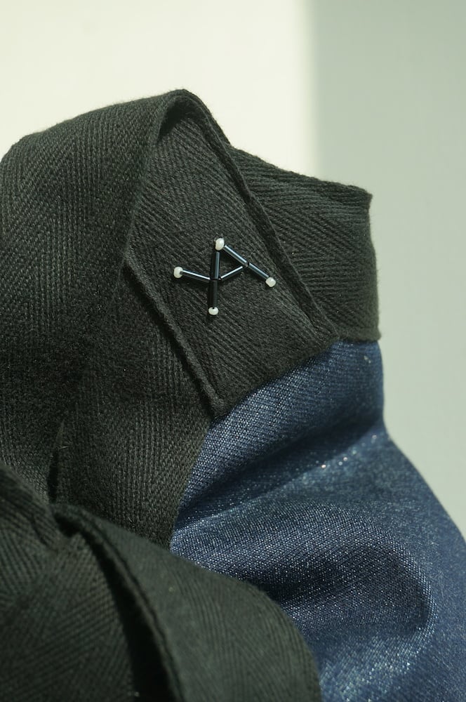 Image of Sac Yvonne blue jean brillant et jaune graphique 