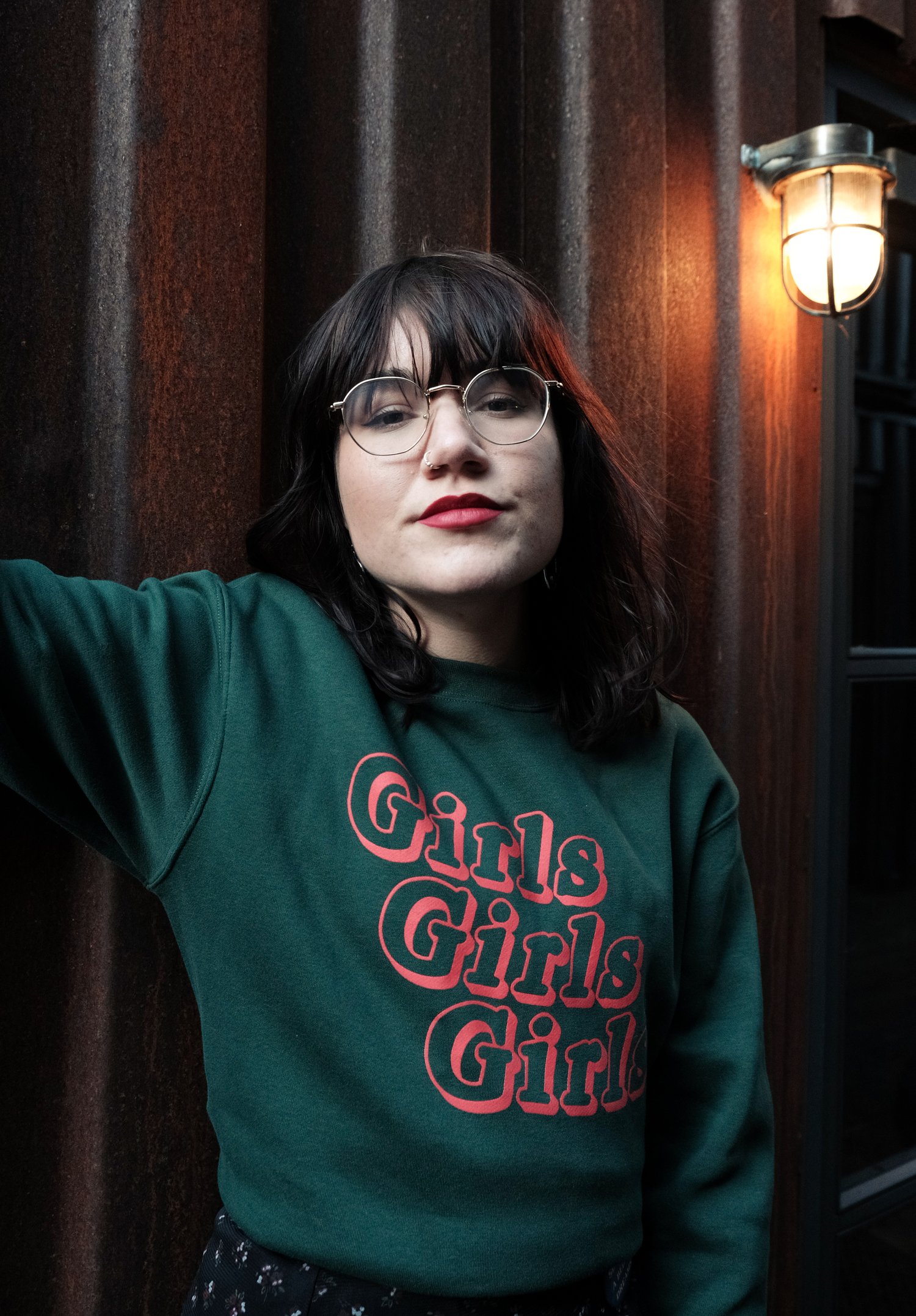 Image of CATCALL 'GIRLS GIRLS GIRLS' Sweatshirt in BOTTLE GREEN