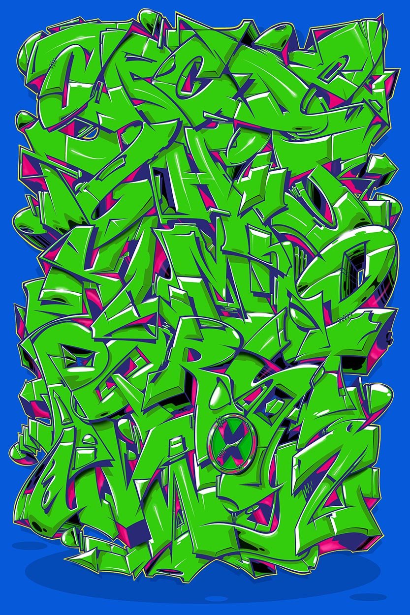Image of Alphabet "Wildstyle 1" - Bright Green