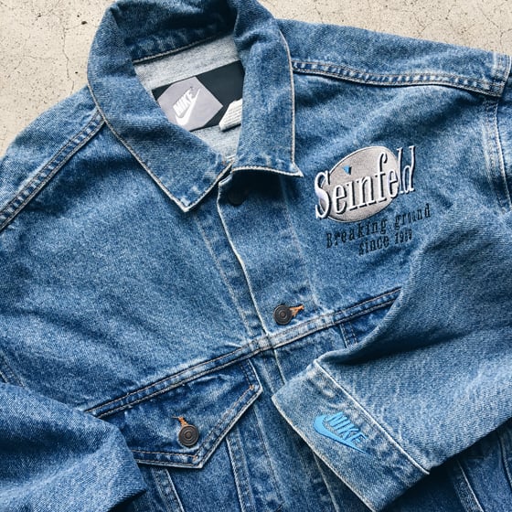 Image of Original Early 90’s Nike Seinfeld Cast And Crew Denim Jacket.