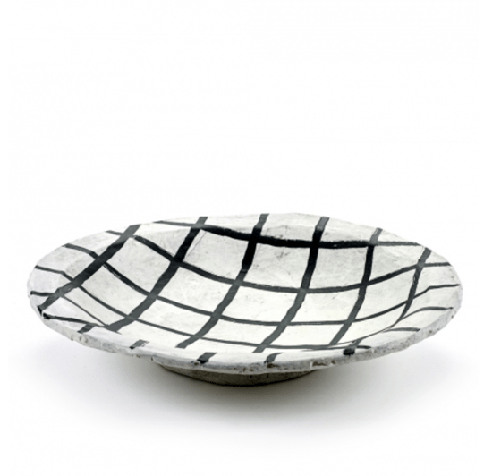 Image of Grid pattern papier mache plate (large)