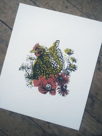 Hen in Flowers