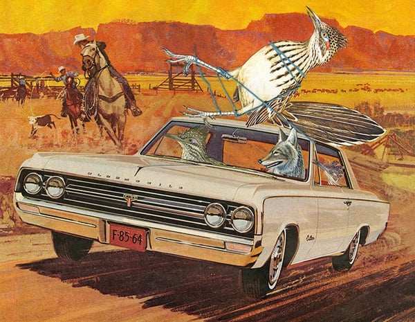 Image of Roadrunner roundup. Limited edition collage print.