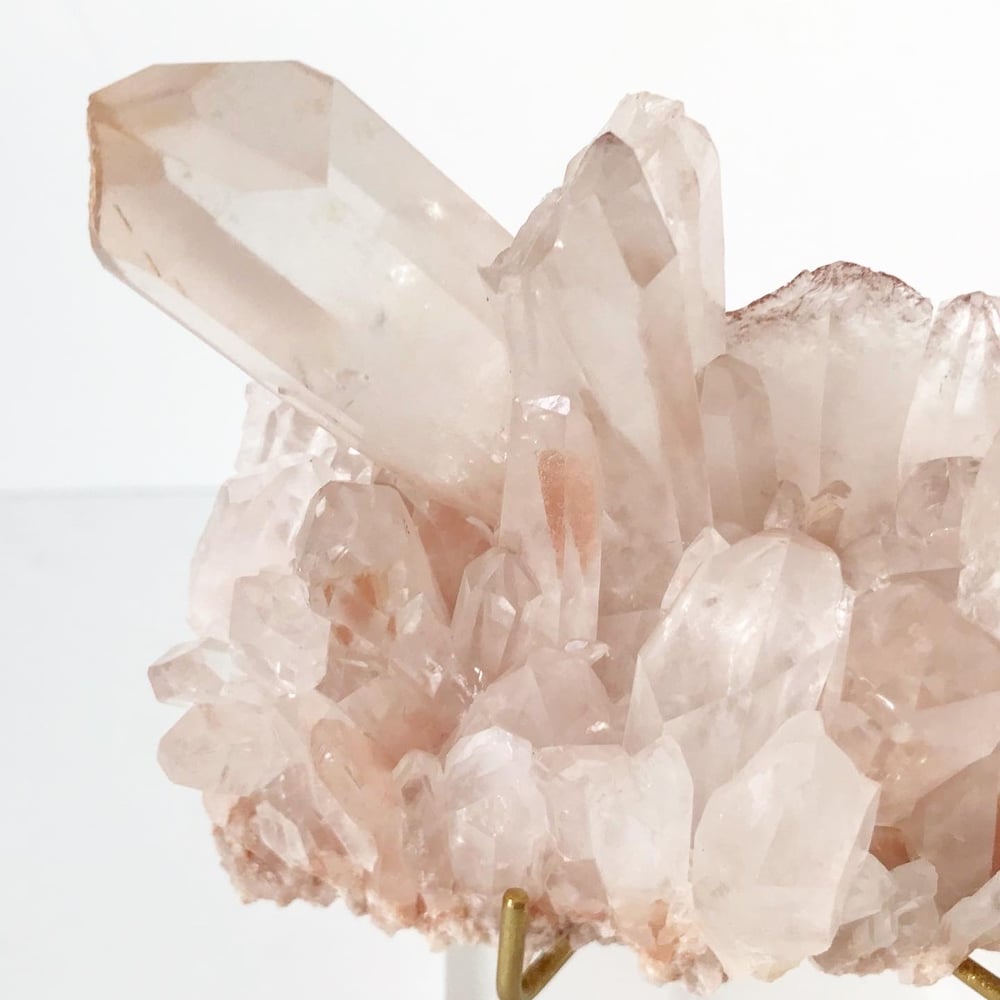 Image of Pink Quartz no.75 + Lucite and Brass Stand