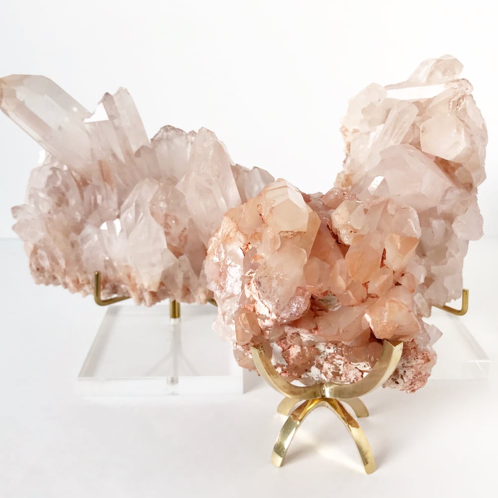 Image of Pink Quartz no.75 + Lucite and Brass Stand