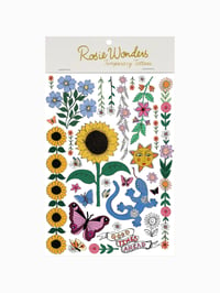 Image 1 of Sunflower A6 Temporary Tattoos